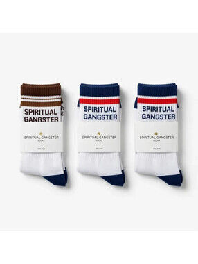 Spiritual Gangster 3-Pack Crew Socks Striped One Size New